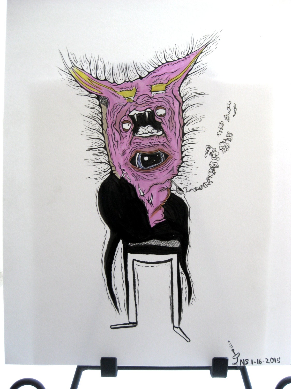 Demon Art Aliens Psychedelic Nerd Art Smoking Art Weird Etsy