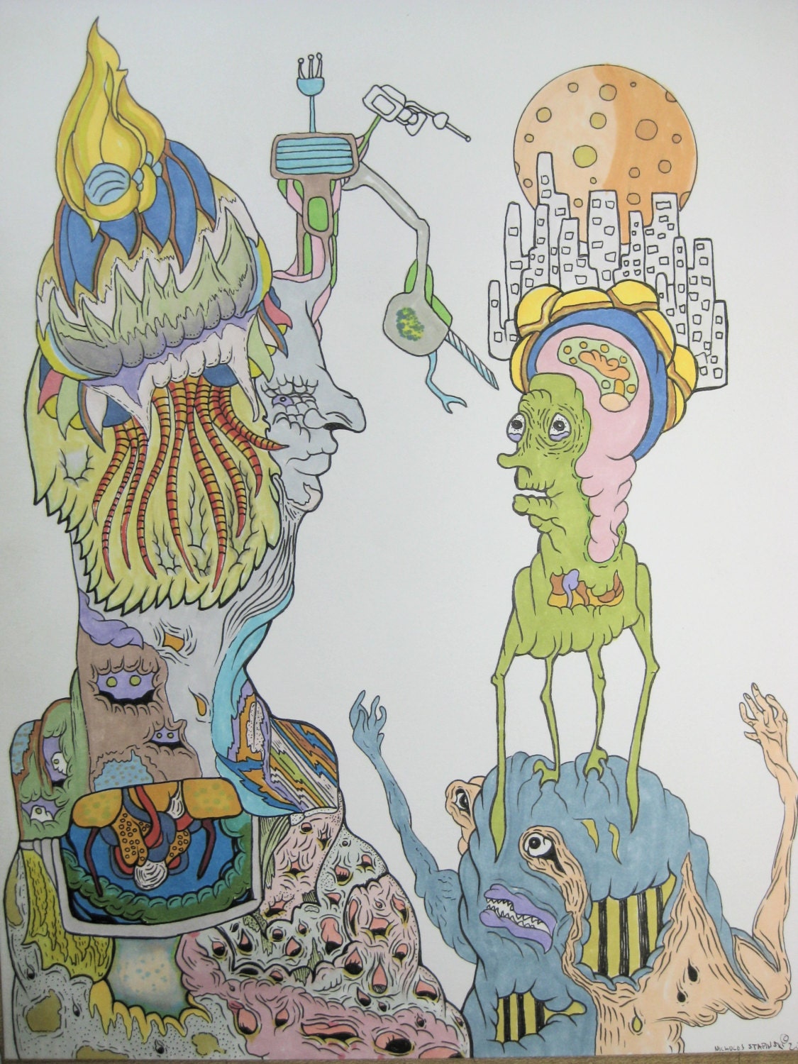 psychedelic art- low brow- eyeball art- weird art- ousider art- creepy monsters- science art- fantasy art- wall art