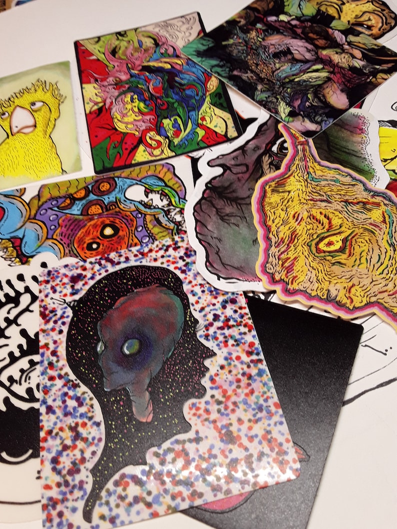 Paquete de pegatinas misteriosas, arte de aves, pegatinas de extraterrestres, pegatinas para portátiles, pegatinas raras, paquete de pegatinas de anime, pegatinas de patineta, pegatinas de skate, arte imagen 1