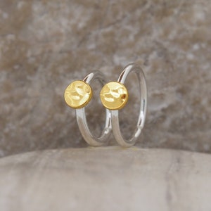 Cartilage Hoop Tragus Ring Silver Gold - Also as Helix, Conch, Nose piercing - 3mm disc