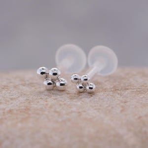 Sterlingzilveren tragusstekker - 16G kraakbeenoorbel met platte achterkant - helix, schelp, labret piercingsieraden - hypoallergeen
