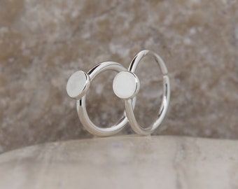 Tragus Hoop Earring Silver - Also as Cartilage, Helix, Conch, Nose piercing ring - 3mm disc