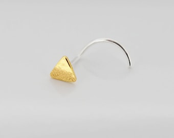 Minimalist Nose Ring Gold Triangle Nose Stud Gold or Sterling Silver Nose Stud