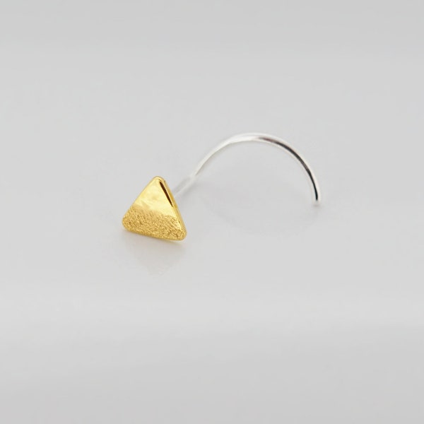 Anneau de nez minimaliste, clou de nez triangulaire en or, clou de nez en or ou en argent sterling