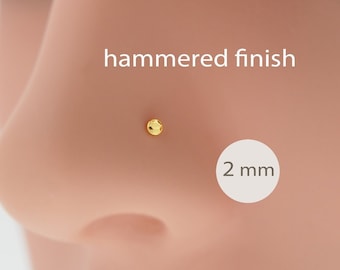 Nasenstecker vergoldet Nase Piercing Schmuck Scheibe 2 mm Schraube