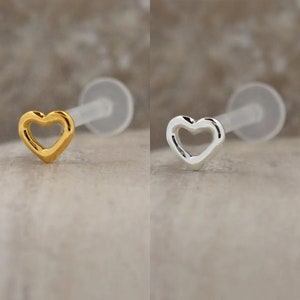 Herz Tragus Ohrring - Gold oder Silber Knorpel Bolzen - Hypoallergen Minimalist Schmuck