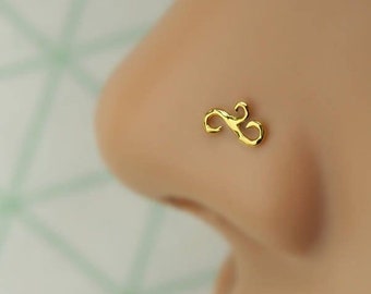 Nose Stud Gold or Sterling Silver Nose Jewelry Spiral Nose Stud