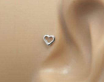 Pendiente de tragus del corazón - perforación de tragus de 16 g - perno de hélice del corazón - pernos de hélice del corazón - pendiente de hélice - perno de calibre de hélice 16 - corazón de cartílago