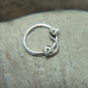 Nose Ring Nose Hoop Nose Piercing Helix Earring Tragus Earring Cartilage Piercing Sterling Silver 8mm Inner Diameter Flower Hoop image 4