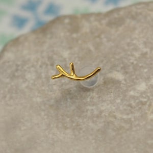 Twig Helix Earring 16g Tragus Stud Twig Helix Stud Gold Helix Earring Helix 16gauge Stud Cartilage Stud Twig Tragus Earring image 1