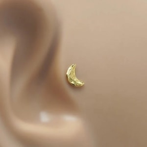 Moon Helix Stud - Moon Helix Earring - Helix 16 Gauge Stud - Cartilage Stud - Moon Tragus Earring - 16g Tragus Piercing - Gold Helix Earring