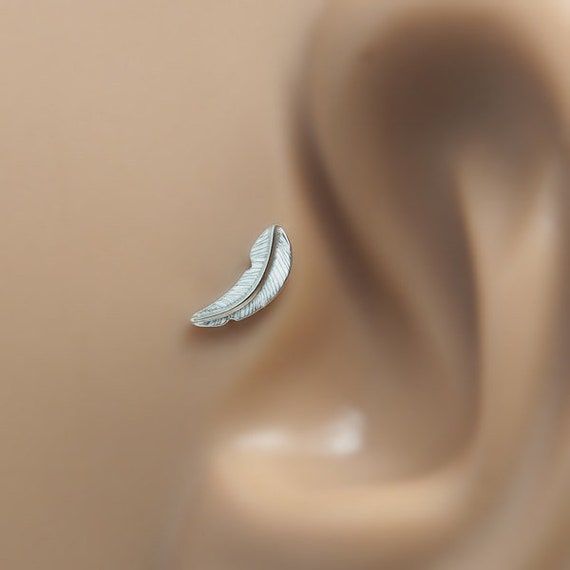 Tragus Piercing 16g Feather Tragus Stud Cartilage Stud Etsy