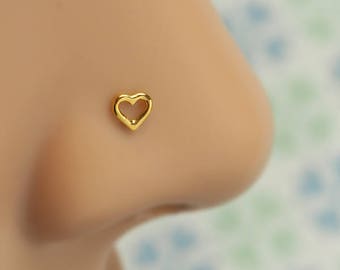 Perno al naso - Anello al naso - Orecchino Tragus - Piercing alla cartilagine - Gioielli al naso - Argento sterling - Anello al naso a cuore di San Valentino Orecchini al naso