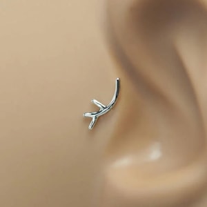 Twig Tragus Earring - 16 g tragus piercing - Tragus Unisex - Twig Helix Stud - Helix Earring - Helix 16 Gauge Stud - Gouden Helix Piercing