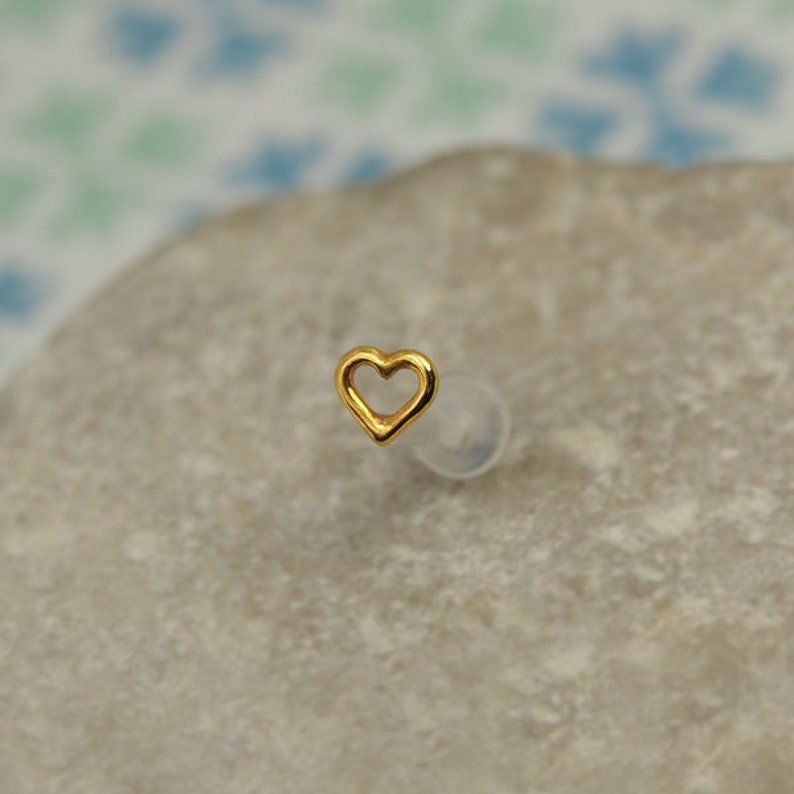 Tragus Earring Heart Tragus Earring Cartilage Earring Nose Ring Stud 14K Yellow Gold Filled Heart Tragus Stud Tragus Piercing image 3
