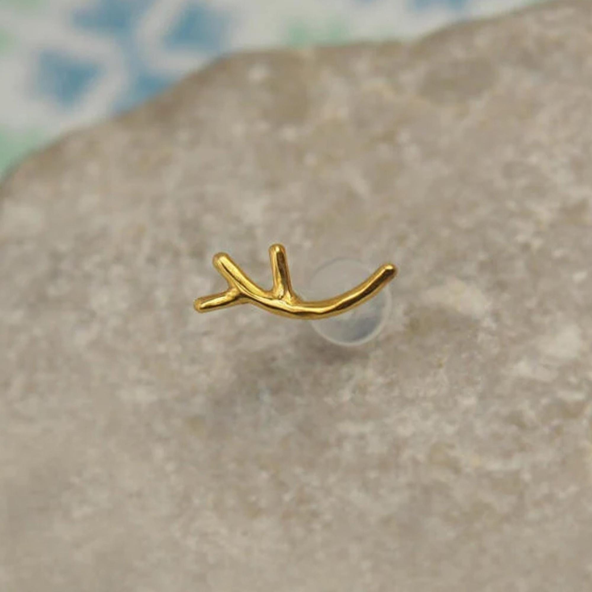 Sterling Silver Twig Tragus Stud: 16g Cartilage Helix Earring