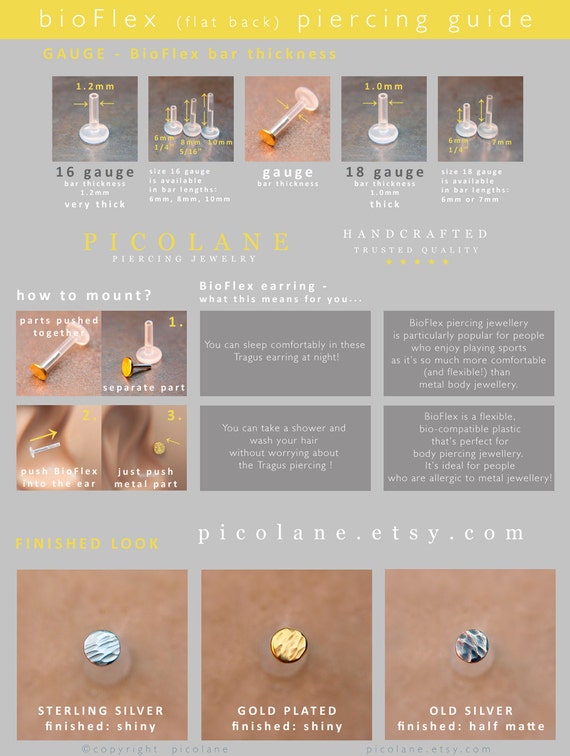 Tragus piercing gauge deals