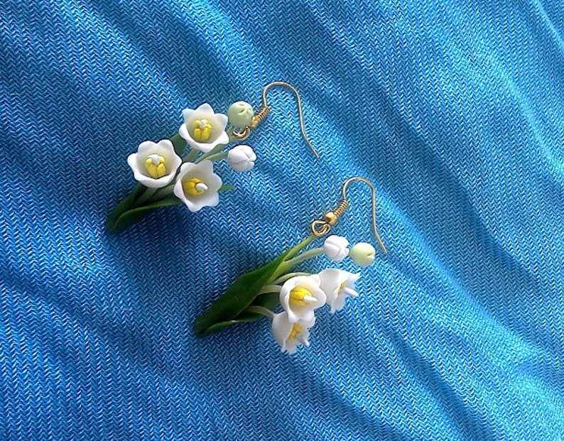 Lily of the valley earrings Spring flowers earrings White Etsy Lily of the valley earrings Spring flowers earrings White Etsy