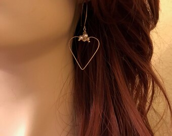 Heart Earrings: Twisted Gold Wire Heart