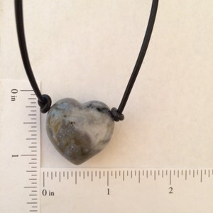Ocean Jasper Necklace: Jasper Heart on Leather Cord image 5