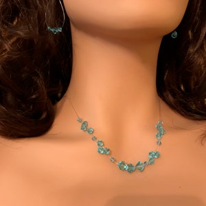 Illusion Necklace: Turquoise Swarovski Crystals on Monofilament