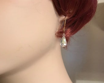 Boucles d’oreilles cristal : Swarovski Clear en forme de larme Briolette