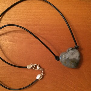 Ocean Jasper Necklace: Jasper Heart on Leather Cord image 2