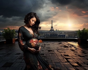 Roof Paris Backdrop, Roof Wedding Background, JPG Digital Background, Digital Backdrops, Maternity