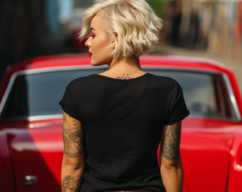 Back Of Shirt Mockup, Black T-shirt Blonde Woman Mockup, JPG Digital Download, Styled Shirt Mockup, Black T-Shirt Mockup, Tshirt mock