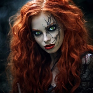 Halloween Woman Face, Download digitale JPG, Horror spaventoso, Woman Face Wall Art