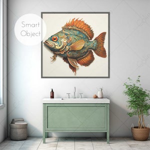 Bathroom interior, Bathroom Mockup, Frame Mockup with Smart Object, 1 Frame, Wall Art Mockup, PSD Digital Download, Mockup Frame