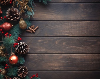 Weihnachtsholz Flatlay Hintergrund, Gold Weißer Hintergrund, JPG Digitaler Hintergrund, Holz Hintergrund, Hintergrund Mockup, Holz Textur