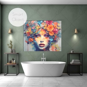 Bathroom Mockup, Frame Mockup with Smart Object, Horizontal 1 Frame, Wall Art Mockup, PSD Digital Download, Mockup Frame
