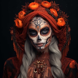 Halloween Woman Face, Download digitale JPG, Horror spaventoso, Woman Face Wall Art