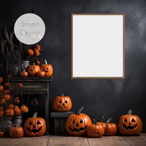 Smart Object Halloween Frame, Mockup with Smart Object, Halloween Mockup, PSD Digital Download, 1 Frame, 2 Frames, Blank Wall