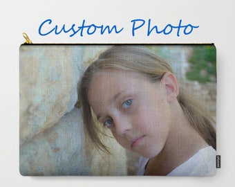 YOUR PHOTO Carry All Pouch, Custom photo Pouch, Personalized Zipper Bag, Make-up Bag, Personalised clutch, Custom cosmetic purse