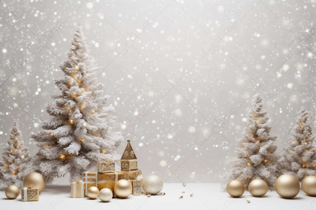Christmas White Gold Backdrop, Gold White Background, JPG Digital ...