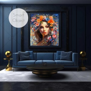 Interior Frame Mockup with Smart Object, 1 Frame, Wall Art Mockup, PSD Digital Download, Mockup Frame, Home Interior Mockup Template