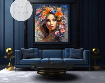 Interior Frame Mockup with Smart Object, 1 Frame, Wall Art Mockup, PSD Digital Download, Mockup Frame, Home Interior Mockup Template