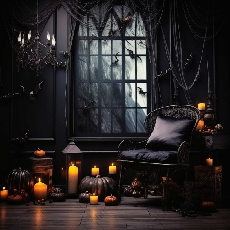 Halloween Dark Background, JPG Digital Background, Horror Scary Backdrop, Background Mockup, Gothic Black Background image 1