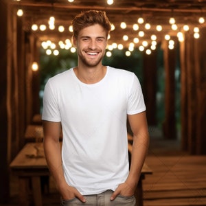 Men Mockup White T-shirt Background, JPG Digital Download, White T-shirt Mockup, Shirt Mockup