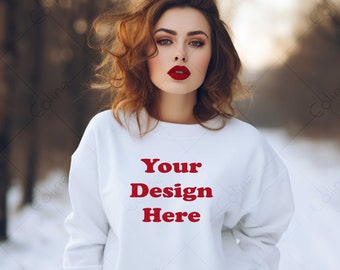 White Sweatshirt Model Mockup, Model Mockup, JPG Digital Download, Sweatshirt Mock up, Sweater