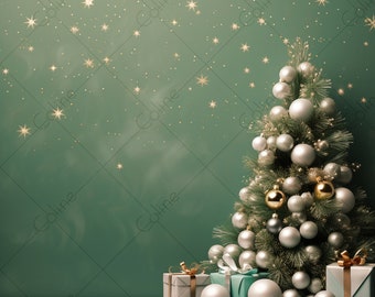 Christmas Green Backdrop, Christmas Tree Xmas, Background, JPG Digital Background, Digital Backdrops, Background Mockup, Digital Download