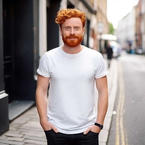 Redhead Men Mockup, JPG Digital Download, Male T-shirt Mockup, Shirt Mockup, White T-Shirt Mockup, Men Model