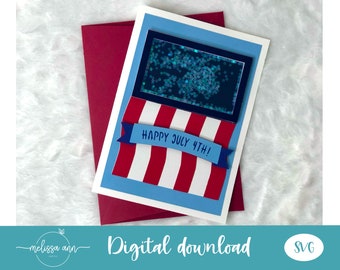 3D Paper Craft SVG, 4th of July Shaker Card, SVG for Cricut, Cut Files, 4th of July Card, 4th of July SVG, Patriotic svg, Cardstock svg