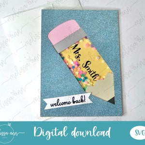 Carte shaker au crayon de rentrée SVG, carte de rentrée scolaire, enseignant SVG, SVG pour Cricut, pour enseignant, école svg, cadeau d’appréciation de l’enseignant