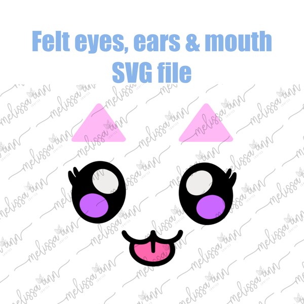 Felt Eye SVG, Cat Felt Eyes, Anime Felt Eyes, Amigurimi Felt Eyes, for Amigurimi, For Crochet, For Cat, Cat Mouth, Cat Nose, Cat ears