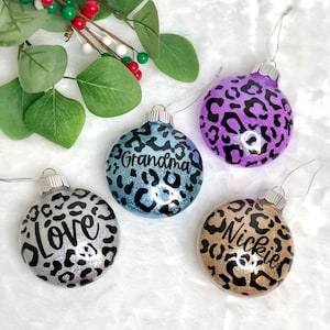 Leopard Print Ornament Personalized, Leopard Ornament Sets, Personalized Christmas Ornaments, Cheetah Ornament, Leopard Christmas Ornament