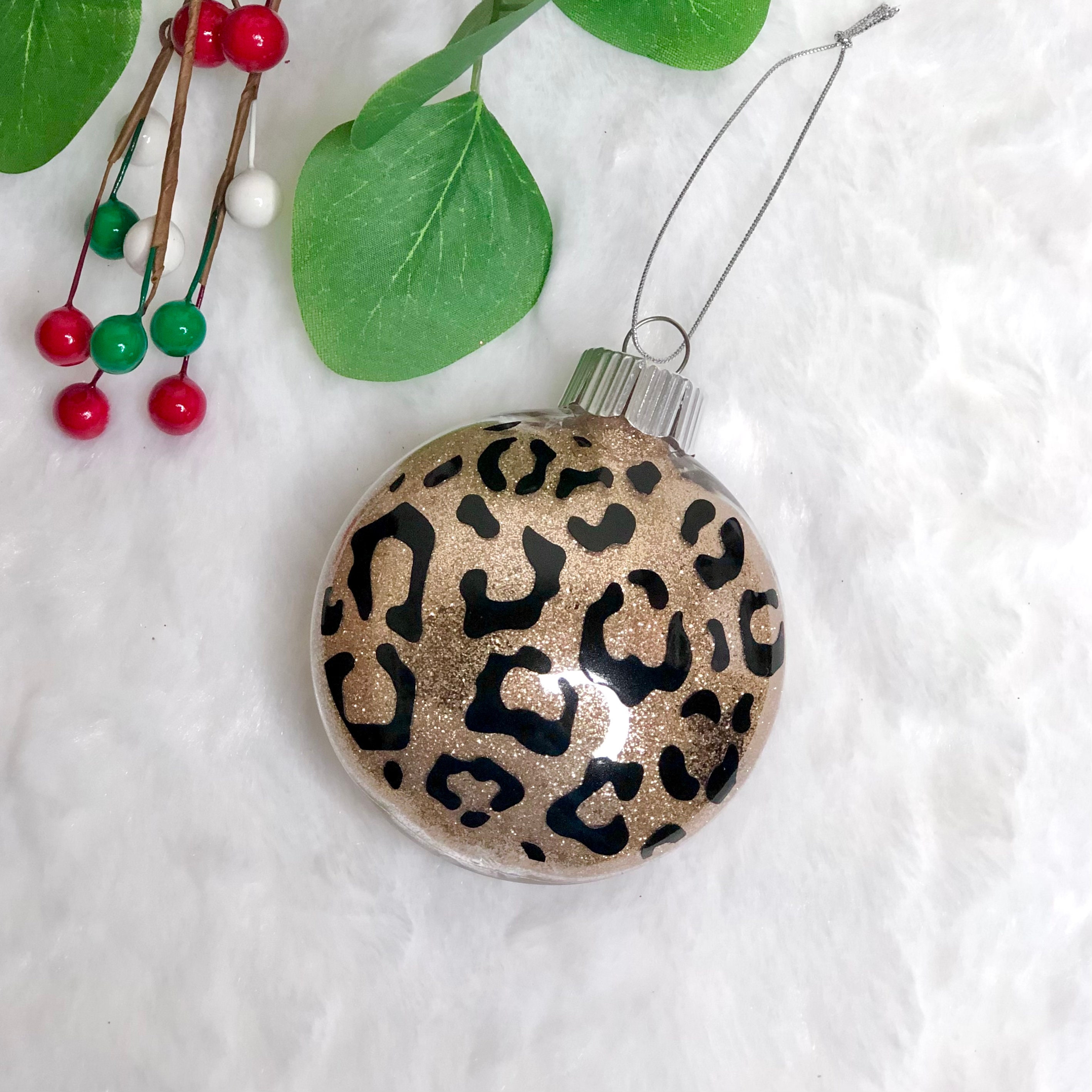 Cheetah Print Ornament, Leopard Print Ornament, Custom Christmas