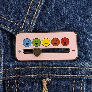 SLIDING ENAMEL PIN - Autism Pin, Nonverbal Pin, Mental Health, Chronic Illness, Chronic Pain, Mood Pin, Symptom Tracker, Social Indicator